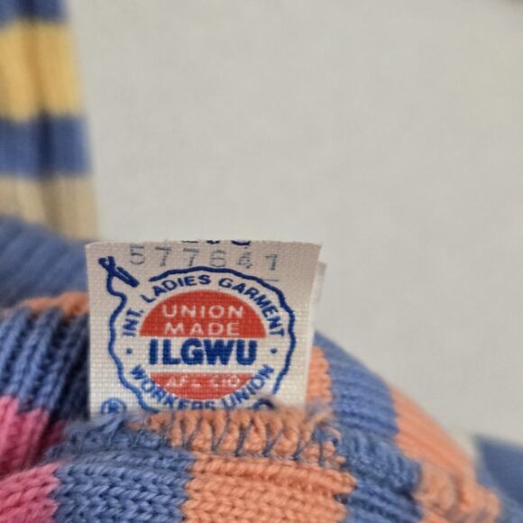 VTG Country Shop Cardigan Sweater Sz S* Multi Rainbow Striped Cotton Union Made - Picture 10 of 15